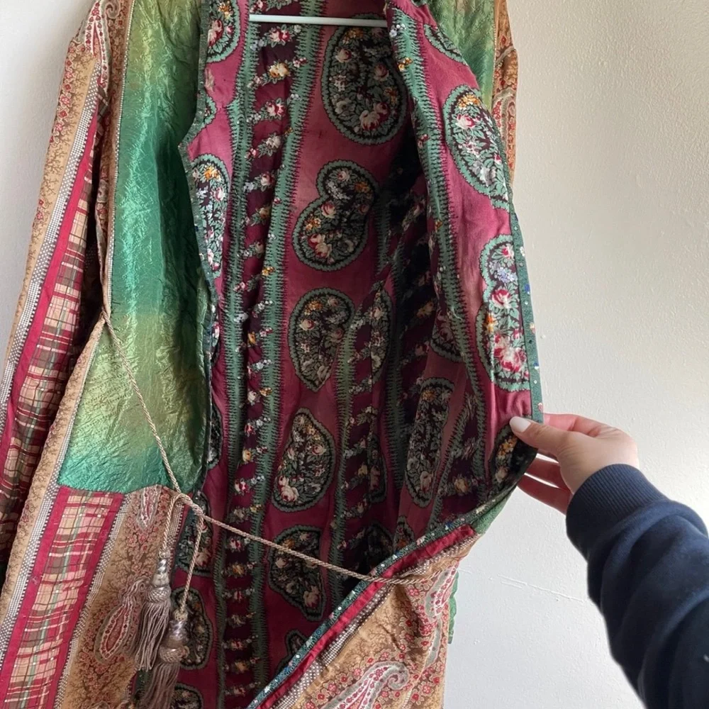 Vintage 1970s Quilted Robe Bohemian Patchwork - Picture 3 of 12